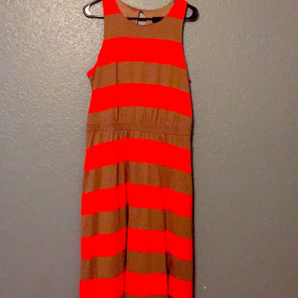 Tan and coral sleeveless maxi with slit